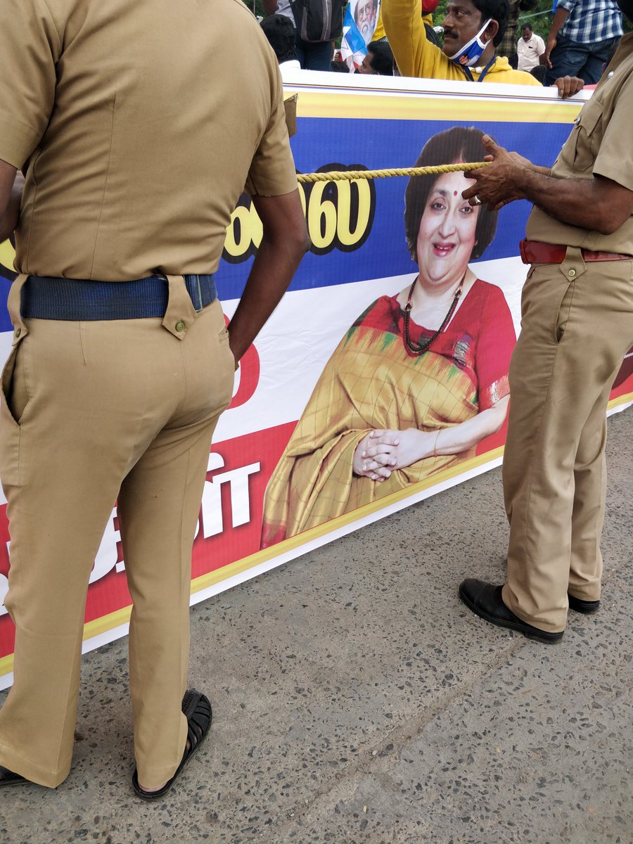 #Rajinikanth and #LathaRajinikanth banner welcoming protesters in #Chennai