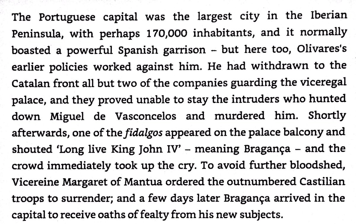 House of Braganca had their own power base in Portugal, & successfully revolted against Spain in 1640. They took advantage of the small Spanish garrison in Lisbon, & felt they gained nothing but lost much by union with Spain.