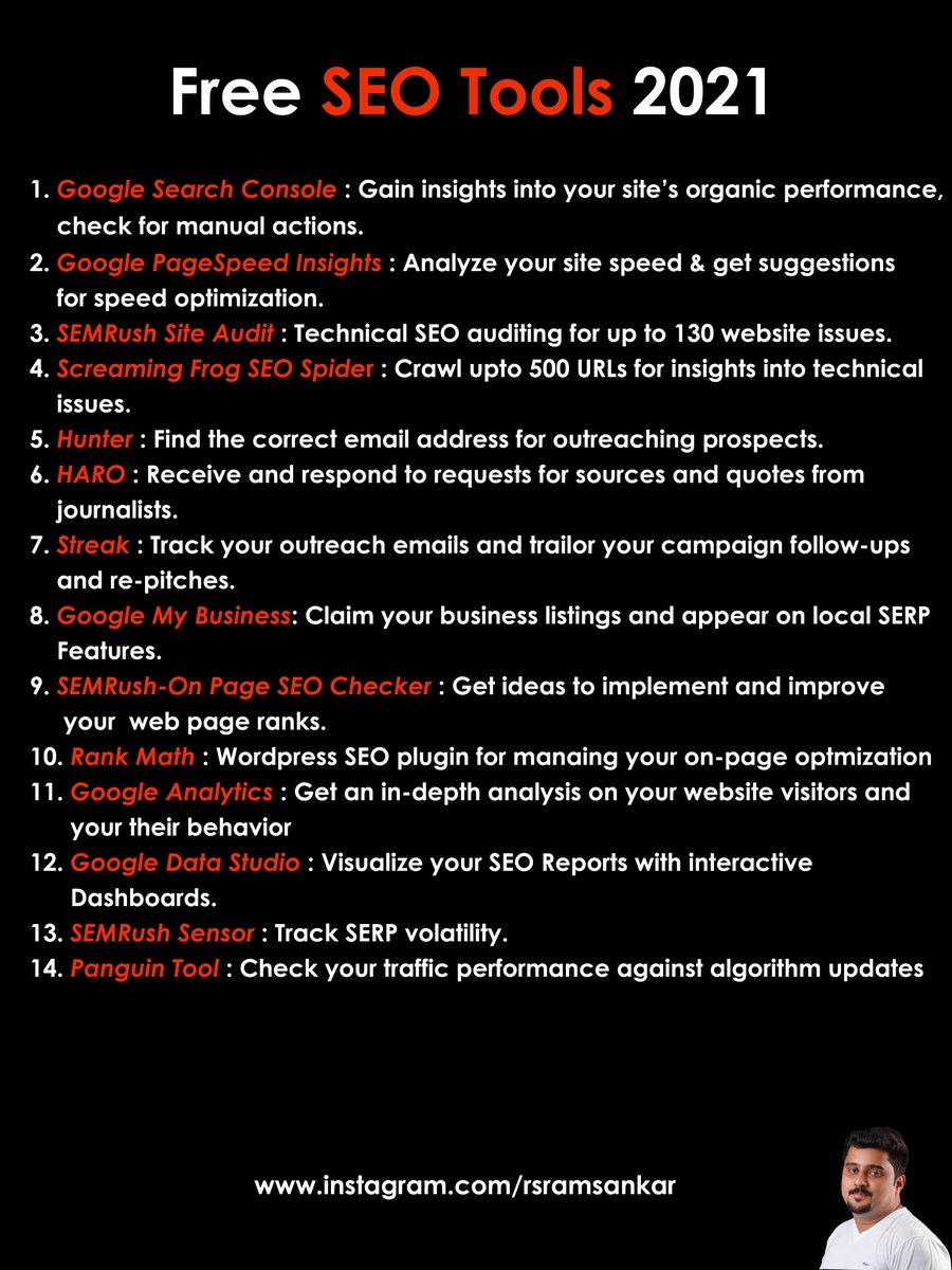 Ramsankar_c's tweet photo. These SEO Tools can help you for your Website Ranking 💹 
#seo | #digitalmarketing | #searchenginemarketing | #ramsankar | #Digital | #DigitalTransformation | #digitalmarketingtips | #Google | #Signal | #privacy | #marketing | #searchengineoptimization | #chennai | #tamilnadu | https://t.co/A8jTnAz3kA