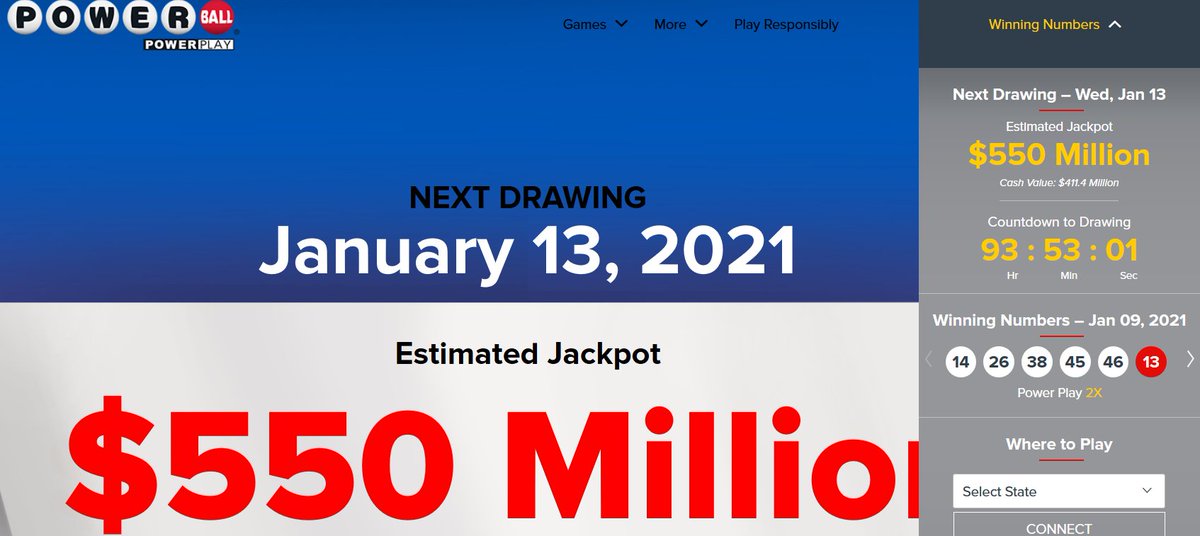 No winners from Sat night #Powerball drawing...which means wednesday 1/13 drawing will be for more than half a billion dollars. https://t.co/HxHGohHFdd