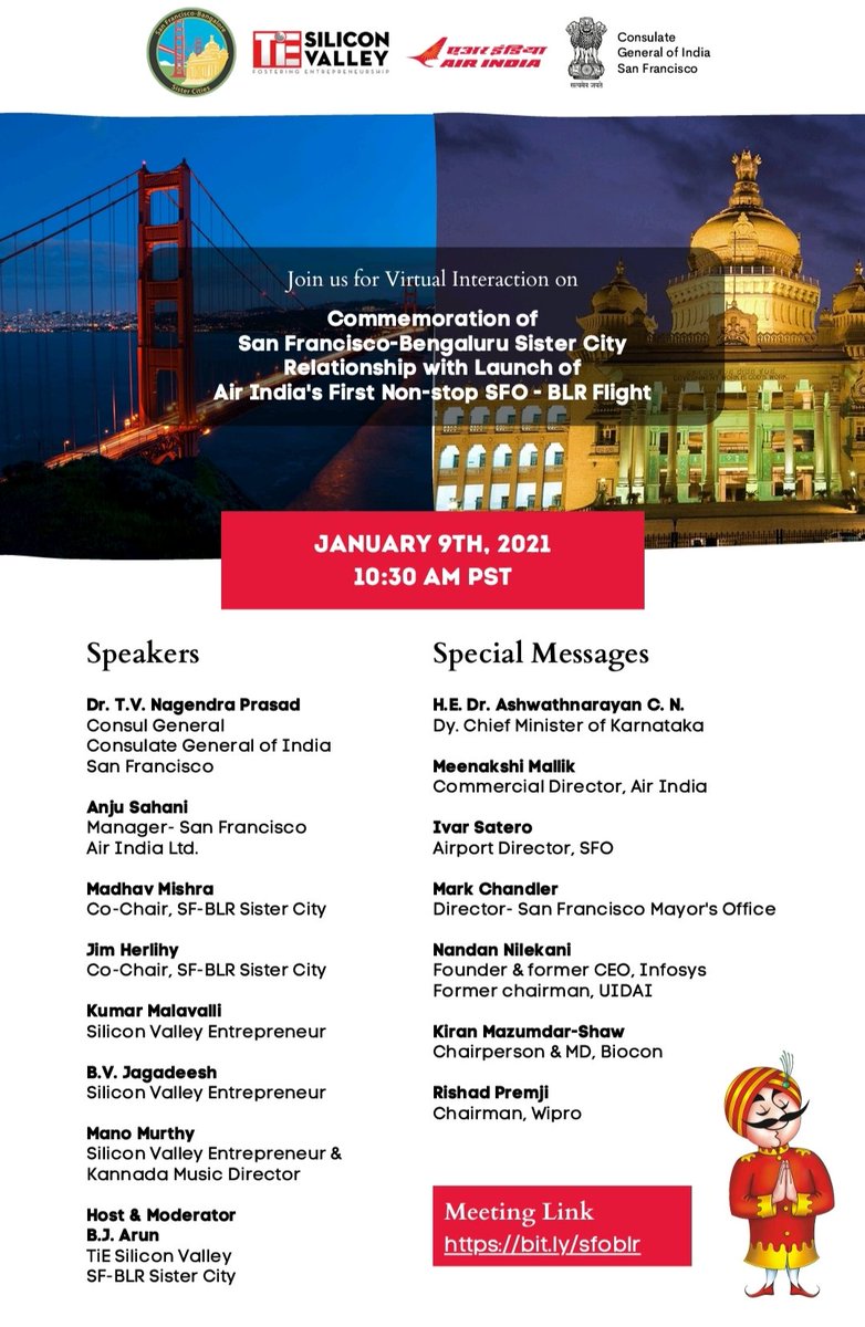 Air India Flyai A Virtual Event To Commemorate The Launch Of Sanfransisco Bengaluru Flight Was Organised The Event Was Launched By Hon Ble Dy Cm Of Karnataka Consulate General Of