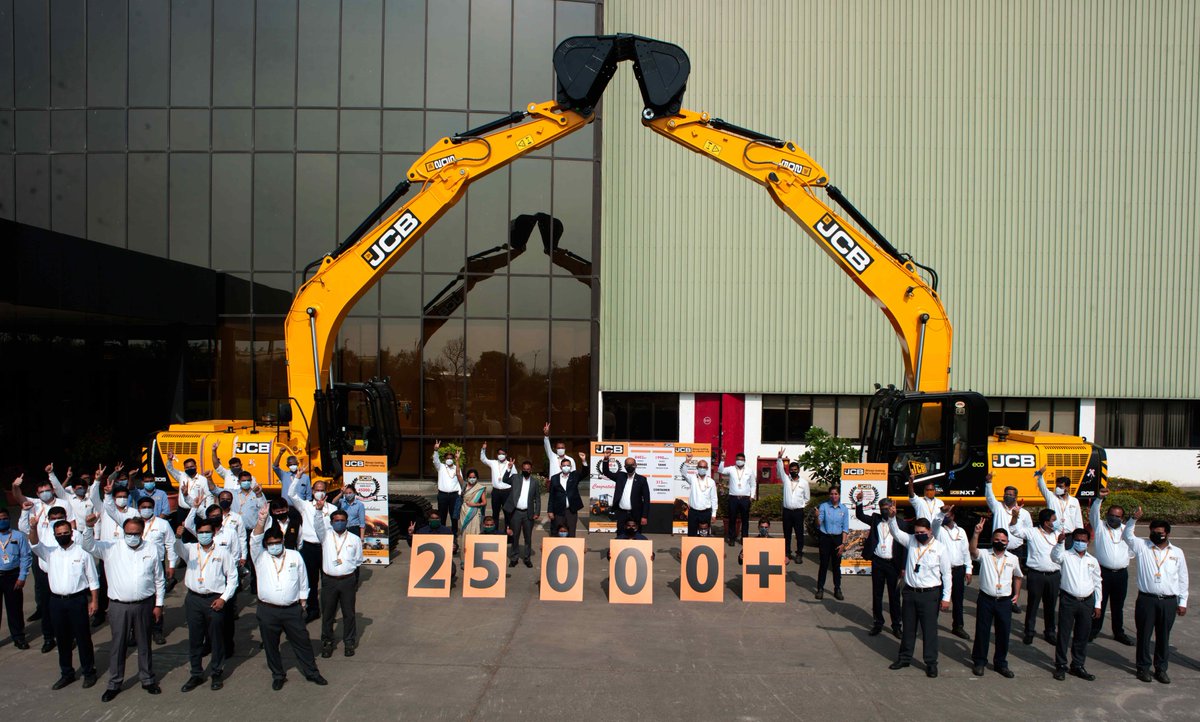 JCBIndiaLtd's tweet photo. Congratulations to the entire team on this achievement! And a huge round of applause and gratitude to our customers for their trust in us.#JCBExcavators #ExcavatorsKiKhudayi #JCBKiKhudayi #MadeInIndia #MadeForIndia #MadeForTheWorld #AtmanirbharBharat #DigLikeJCB #milestone https://t.co/XBq9P347FN