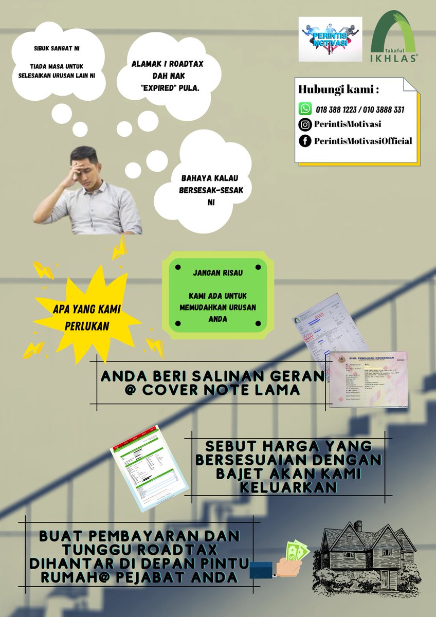 "Alamakkk.. Roadtax dah nak expired pula."

"Bahaya pula kalau bersesakk ni.."

Jangan risau! 😁 Fizah sedia membantu anda.

Ada something special sempena CNY😍 . Untuk maklumat lanjut, boleh klik link ws di bawah 👇🏻

bit.ly/3s3pUoI

#takafulikhlas