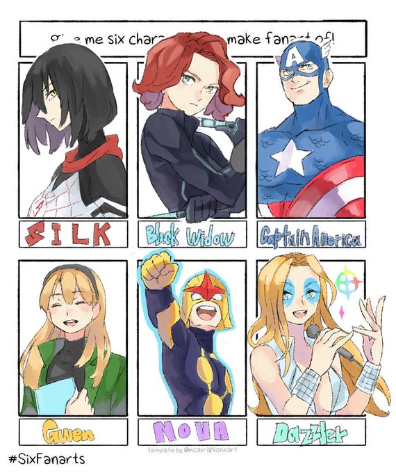 3個め!空きは描きたいキャラで埋めました。おしまい!
#SixFanartsChallenge 