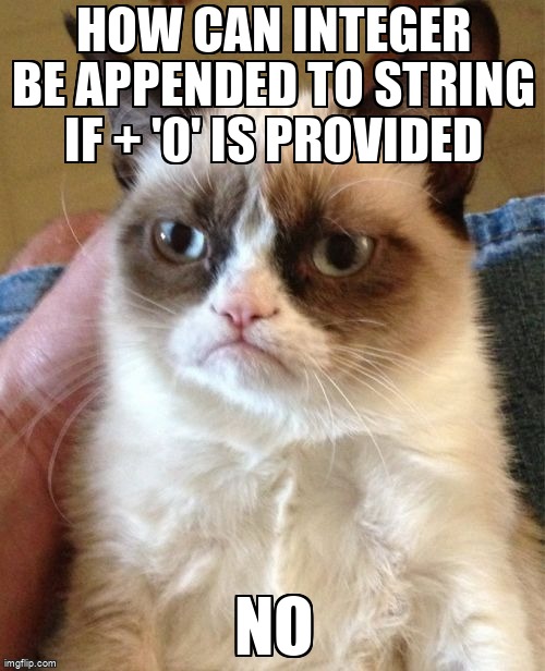 overflow_meme's tweet image. How can integer be appended to string if + '0' is provided stackoverflow.com/questions/6564… #append #string #cppstandardlibrary #cpp