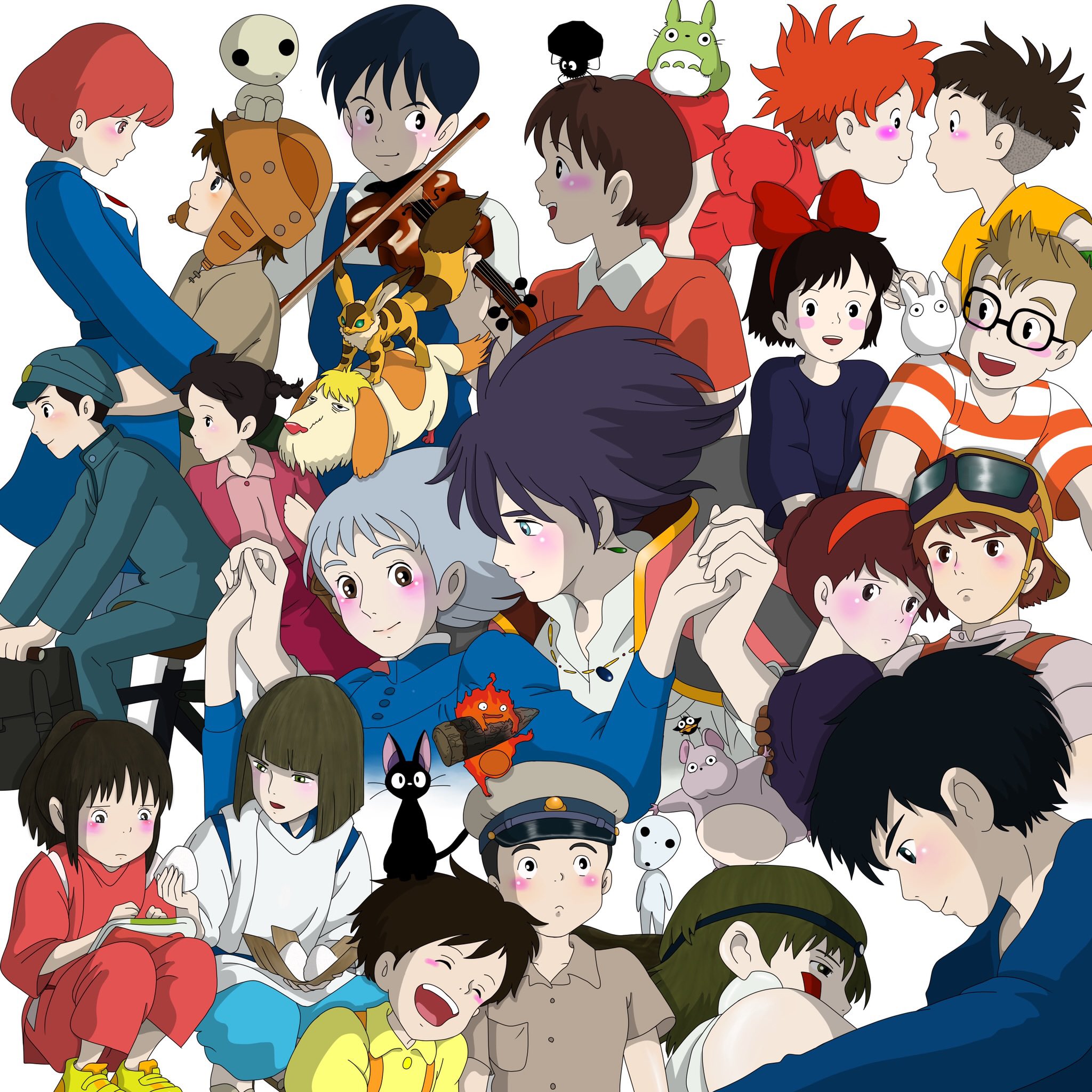 なぁさん ジブリカップル寄せ集め Amp こだま 坊 ジジ トトロ ヒン テト カルシファー まっくろくろすけ 魔女の宅急便 ハウルの動く城 崖の上のポニョ 耳を澄ませば 風の谷のナウシカ コクリコ坂から 千と千尋の神隠し となりのトトロ もののけ