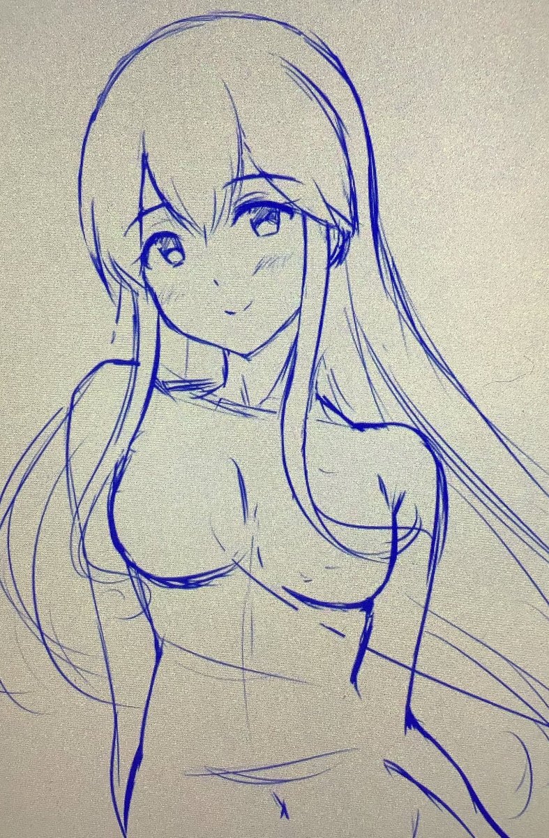 「日は赤城さんモデルに絵の練習してるのだけど髪解いた磯波ちゃんともみあげの量以外変」|ふぇーす⚓️📸退院しましたのイラスト