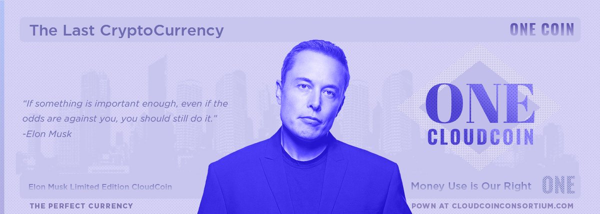 CloudCoinGlobal's tweet photo. "If something is important enough, even if the odds are against you, you should still do it" - Elon Musk @elonmusk
CloudCoin Consortium is celebrating today the work ethic and perseverance of Elon Musk! #cloudcoin #elonmusk #raida #bitcoin https://t.co/tdSzzFky8z