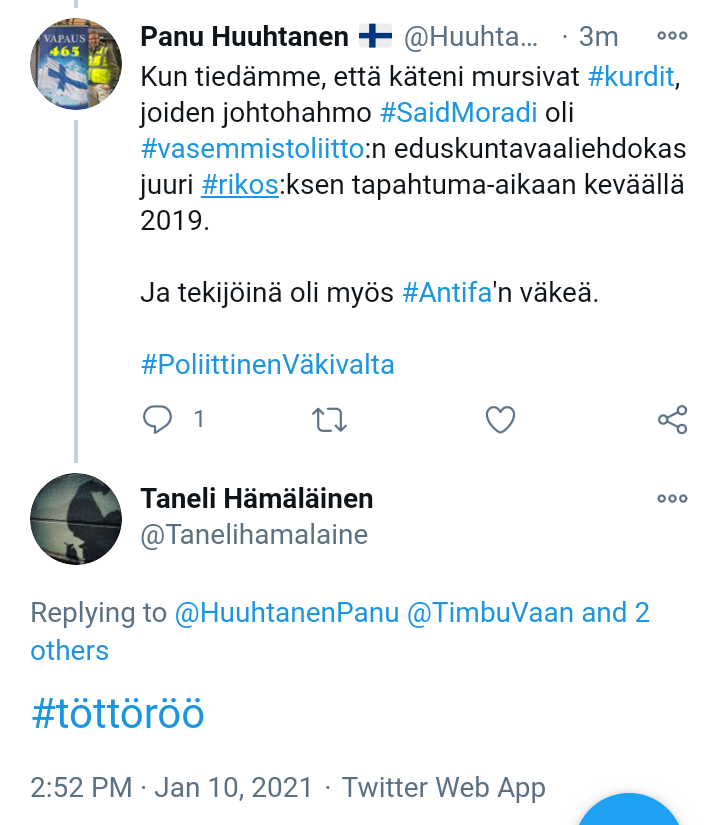 HuuhtanenPanu's tweet photo. Tägätkää joku #vasemmistoliitto ja #LiAndersson tähän kuvaan.
Nuo ovat #blokanneet mut.
Mikä on #SaidMoradi'n vastuu käteni murtamisesta?
Hän johtaa #kurdit:en katuaktivismia ja oli #rikos:ksen tekoaikaan 2019 vasemmistoliiton #eduskuntavaaliehdokas.
#PoliittinenVäkivalta https://t.co/0a23H02kLd