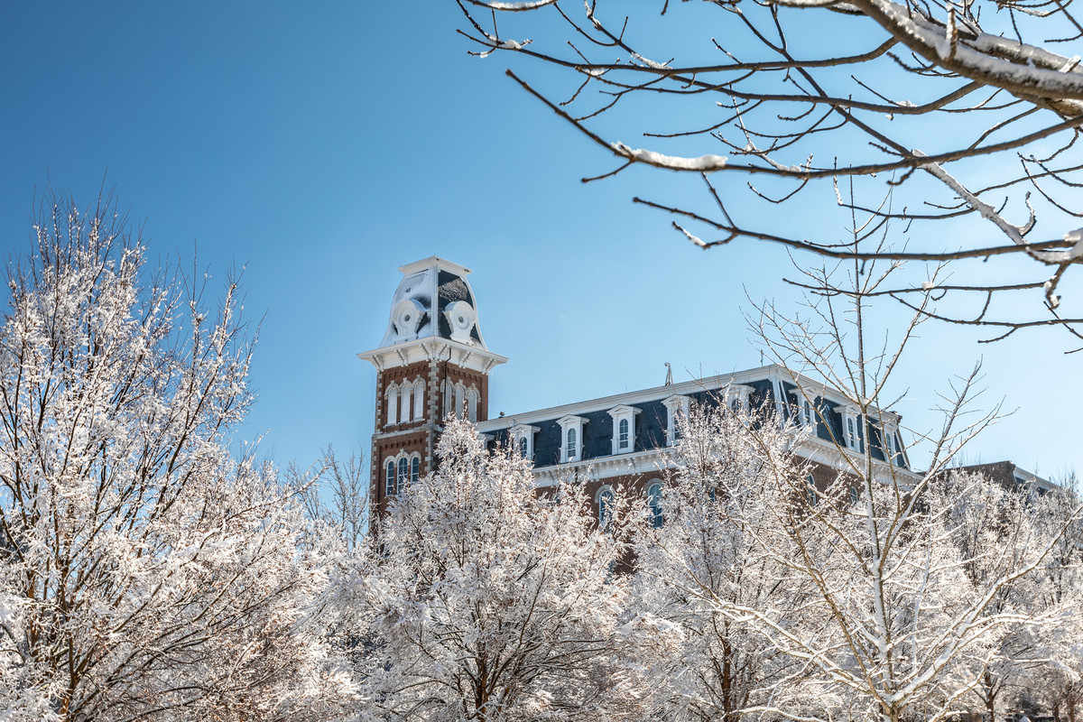 arkansasalumni's tweet photo. "To appreciate the beauty of a snowflake it is necessary to stand in the cold."  For us, any day of the week for #AViewFromCampus like this!  #ArkansasAlumni https://t.co/NTOnqF6m7W