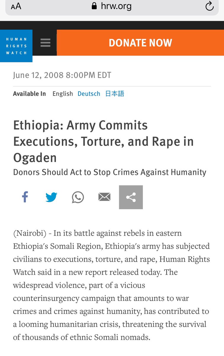  #TPLF has a solid record of brutality against civilians-EXECUTIONS, mass RAPES, denial of HUMANITARIAN ACCESS..Unlike the  #TPLF-ites who have selective amnesia, we haven’t FORGOTTEN.The main lesson-we should investigate & hold ALL violators ACCOUNTABLE! https://www.hrw.org/news/2008/06/12/ethiopia-army-commits-executions-torture-and-rape-ogaden