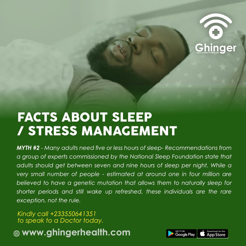 GhingerC's tweet photo. Myth#2
Kindly call +233550641351 to speak to a Doctor today.
#ghingerhealthcare #ghinger #yourmobilehealthcarepartner #sundayfunday #stressmanagement #stressrelief #rest https://t.co/ZcKTYRCa6j