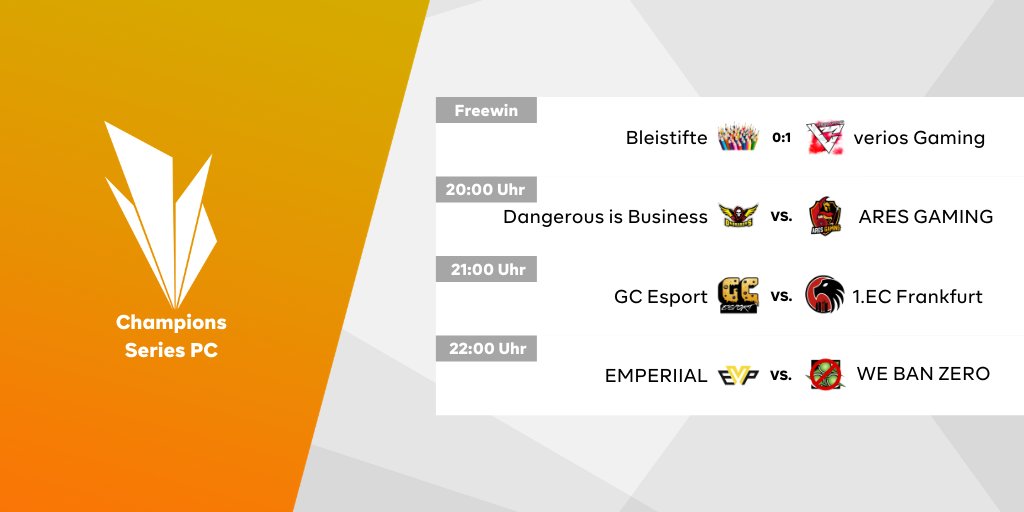 Die R6S Champions Series [PC] geht heute diesmal ab 20:00 Uhr auf twitch.tv/ebattlegg an den Start!
🏅🏅🏅
@veriosGaming <a href="/1ECFrankfurt/">1. Esport Club Frankfurt e.V.</a> <a href="/Emperiial/">Emperiial eSports e.V.🇩🇪</a> <a href="/AresGamingDE/">Ares Gaming</a> <a href="/GameCatering/">GameCatering Media UG</a> @DiBGermany #webanzero
powered by @DiBGermany &amp; <a href="/r6team_platform/">r6team</a> 
#r6s #ebattle #liga