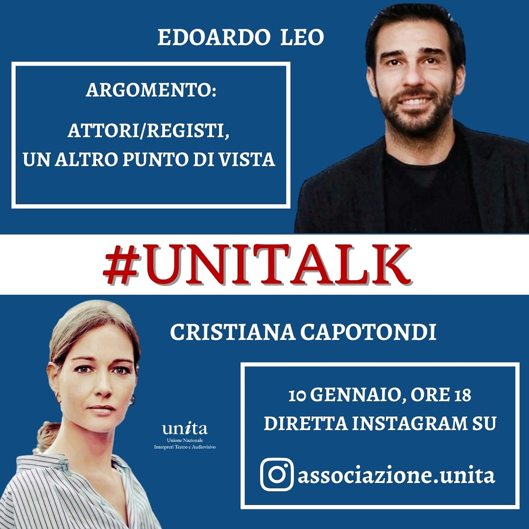 #UNITALK Terzo appuntamento stasera alle 18 sul profilo #Instagram di #associazioneunita con #cristianacapotondi e @edoardoleo che parleranno del punto di vista di attori/registi 
______________________
Vi aspettiamo ⬇️
instagram.com/associazione.u…
#unita