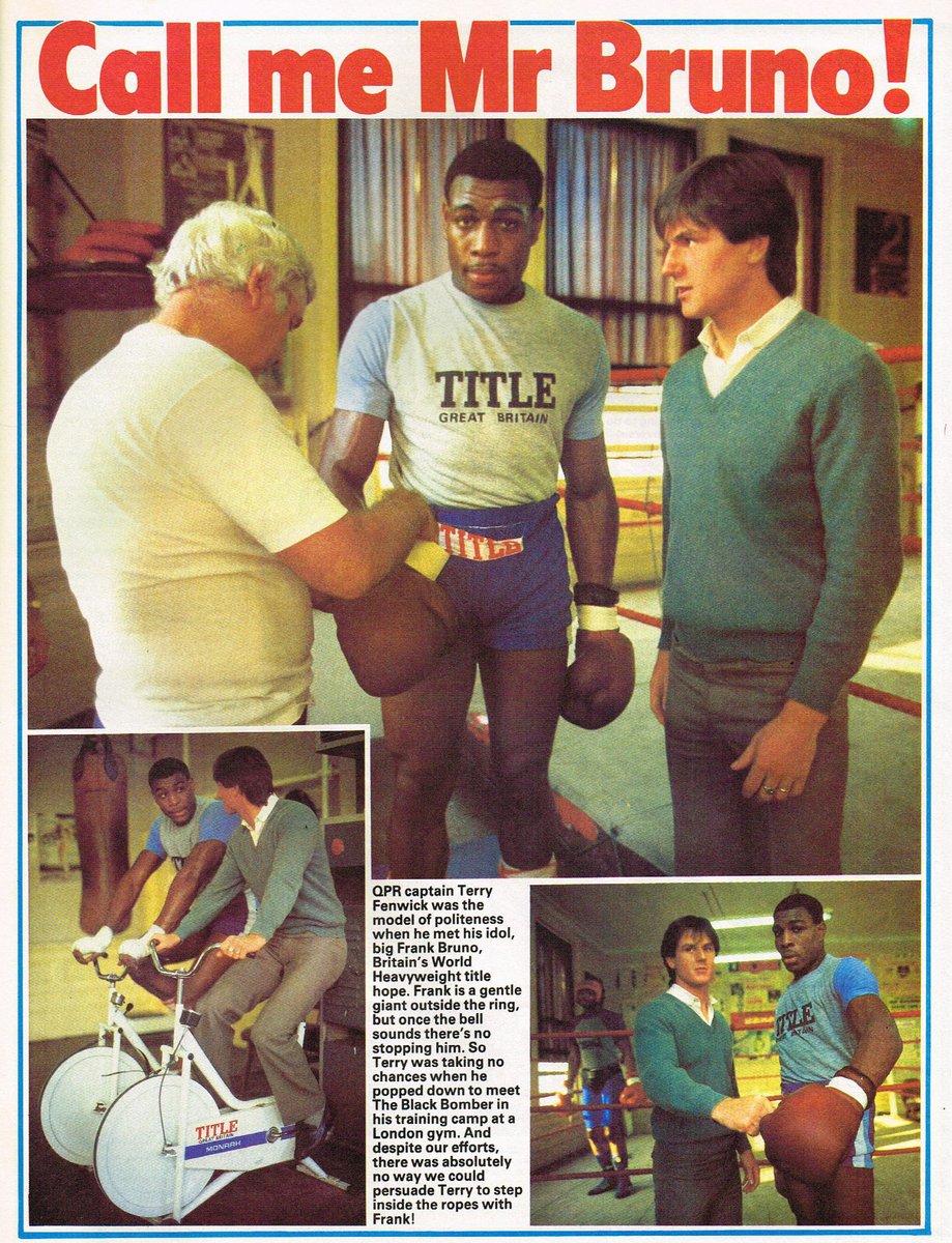ScotsFootyCards's tweet photo. Call me Mr Bruno! #FrankBruno and #TerryFenwick #QPR #Shoot! 1984-01-14 https://t.co/24tLisVei4