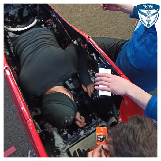 BobsledIsrael's tweet photo. Ever wonder what the mechanisms in a #bobsled looked like? The #Israeli bobsled team is a small group, so they need to do their own maintenance and upkeep on their ride! #israel #israeli #israelis #olympics #olympicbobsled #olympicbobsledding #strongertogether #strongertogether💪 https://t.co/ihRT76A7uy