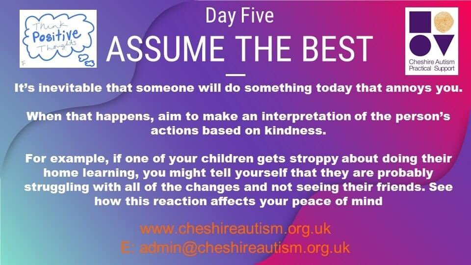 Everyone gets annoyed by other people, but often we jump to untrue conclusions about other people's behaviour.  This little tip encourages you to act with kindness and try to see things another way xx