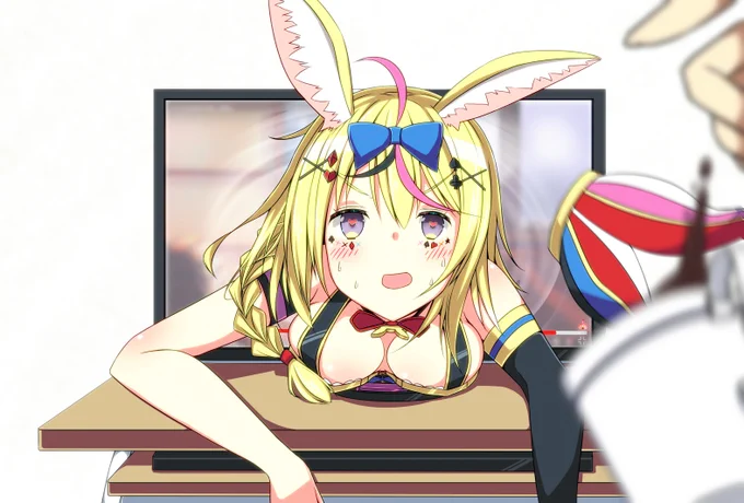 ジト目の座長を見てしまったからには修正せざるを得ませんでしたでした。(こちらが修正前の画像「尾丸ポルカ4D」)#尾丸ポルカ3D #絵まる 