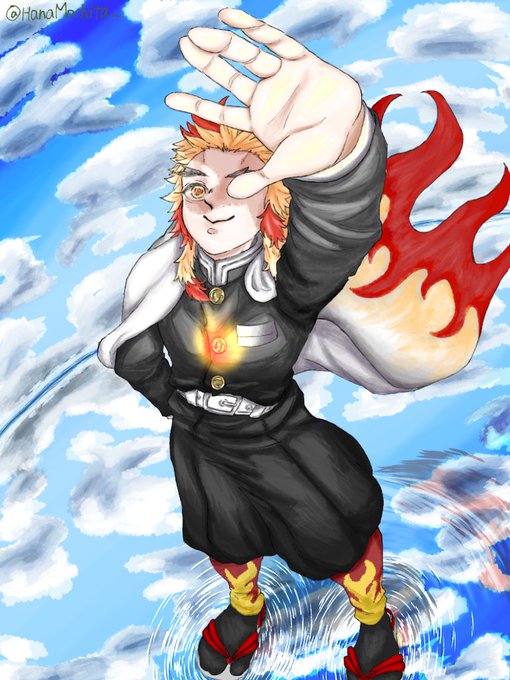 となり🌷さんがTwitterに投稿した煉獄杏寿郎(鬼滅の刃)のイラスト。