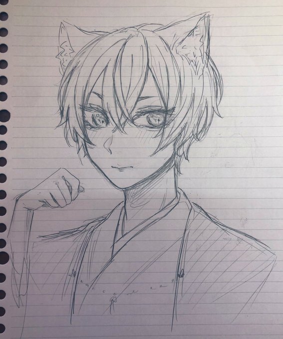 次の絵のラフ
#猫 #猫耳 