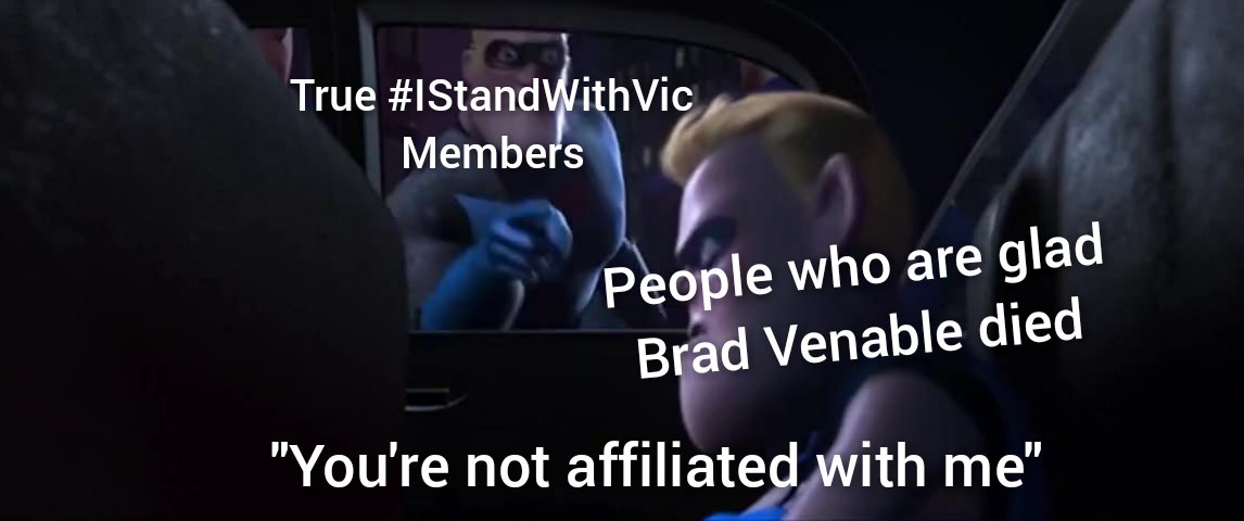 Let me say this, I do not condone people enjoying Brad Venable's passing. My thoughts and prayers to him, his friends and his family. RIP @bradvenable
#IStandWithVic #bradvenable #realfans