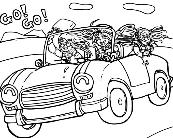お疲れ様です。
銭ゲバ子達がドライブしている絵を制作中。
楽しそうな雰囲気が伝わるように描いているつもりです。 