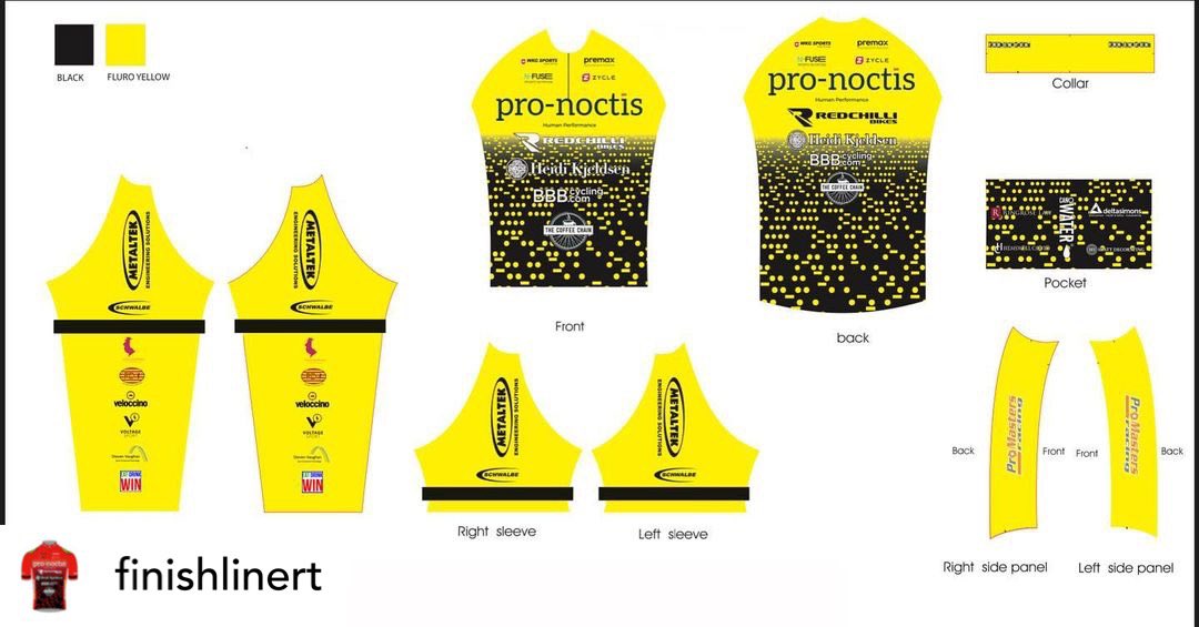 Anyone who knows me know’s rider welfare &amp; safety is a key part of running a team for me. I decided to mix things up a little using Flo Yellow &amp; Black to make the team more visible to other road users when training on the roads. It still has our trademark dots &amp; dashes though!