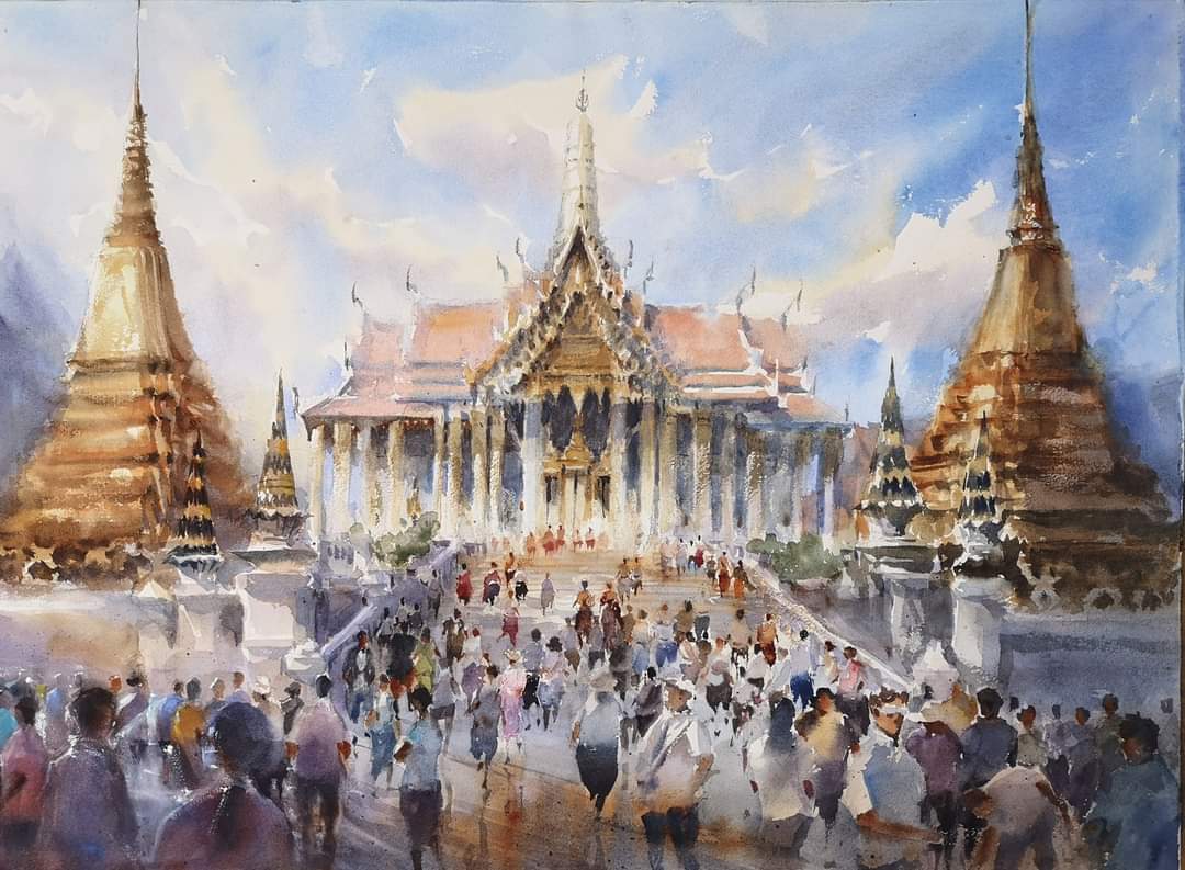 ekarajohn's tweet photo. แนะนำตัวอีกครั้งนะครับ อ้น เอกราช ครับ เห็น #สวัสดีสายผลิต กำลังมา เลยอยากรู้จักเพื่อน ๆ ชาวทวิตภพให้มากขึ้นครับ ขอเอางานที่ทำให้ผมเป็นที่รู้จักด้านสีน้ำมาแนะนำครับ #art #watercolor #ekarajohn https://t.co/hBPwFBMrOI