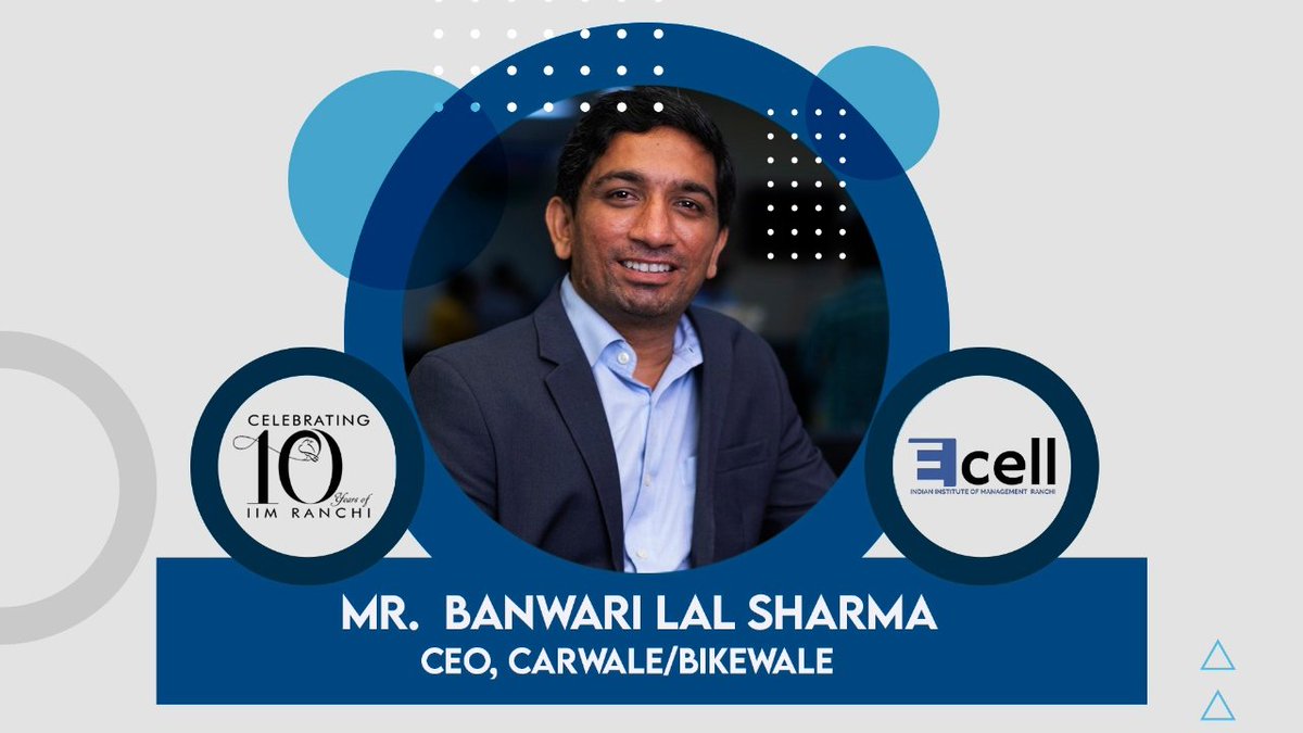 ecell_iimranchi's tweet photo. We are delighted to share that Mr. Banwari Lal Sharma (CEO, @CarWale /BikeWale) will be joining us for an insightful session on 'Why everyone should be an entrepreneur!' as a part of 'Samagam: The Business Talk Series'.

#BusinessSeries #Samagam #Ecell #IIMR https://t.co/N0lUGwHocE