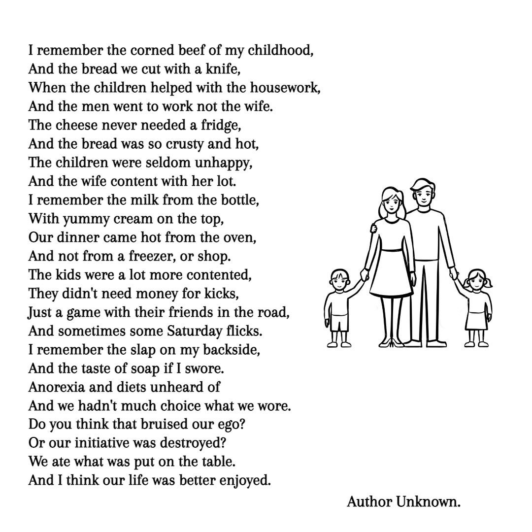 How life has changed, for better? Or worse? 

#GeorgeMossbyAppointment #timetoseegeorge #childhoodmemories #childhood #poem #poemsofinstagram #1970s #1960s #1980s #1990s #vintage #goodolddays #goodolstimes #past #boomer #generations #millenials #genx #generationx #generationyoung