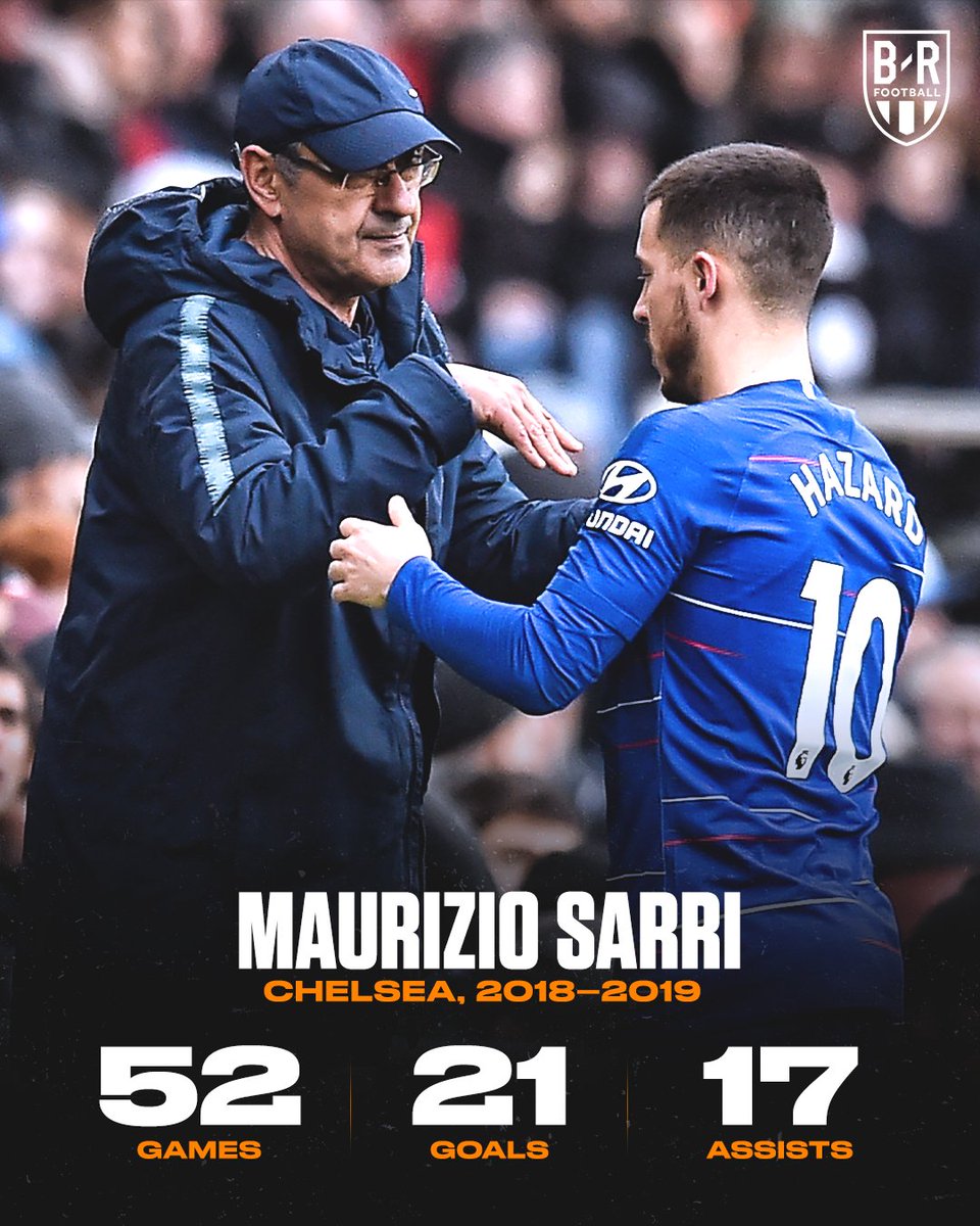 "Statistically it's my best season, and I like to say that because the way he's [Sarri] thinking is the same way I think about football.Sometimes we have lost but, in the end, the way he wants to play is the way I want Chelsea to play."[EDEN HAZARD]