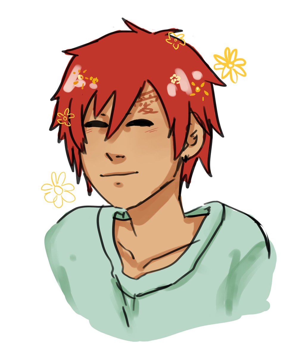 bunniori's tweet photo. thought about his childhood so i had to draw a happy gaara https://t.co/R79K0PzPax
