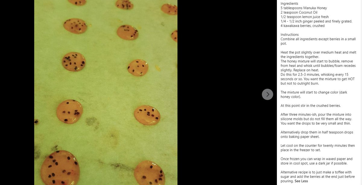 1. Harvest sustainably of course. If you only have a few rakau in your area pick less, and boil them longer. I'm fortunate to live surrounded by kawakawa.[image: recipe for Kawakawa lozenges, lozenges on a baking tray]