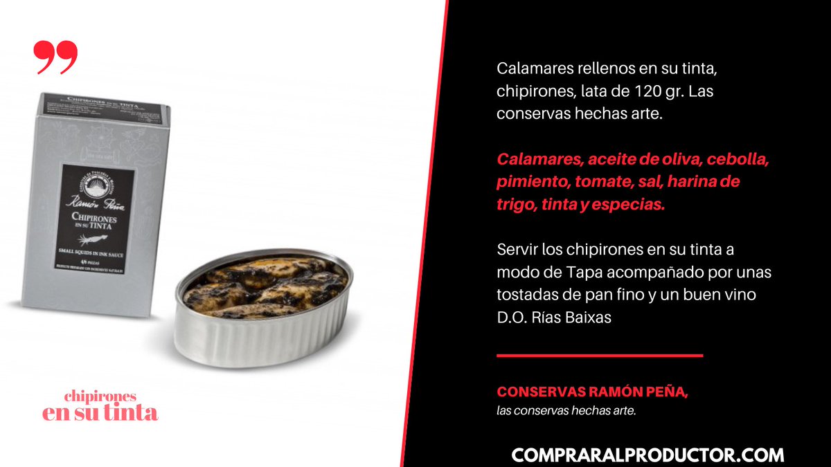 Hay que destacar que el chipirón de Ramón Peña es especialmente pequeño por lo que es muy apreciado en la Gastronomía Mediterránea donde se considerado un auténtico manjar. #chipirones #comida #Foodie 
compraralproductor.com/chipiron-en-su…