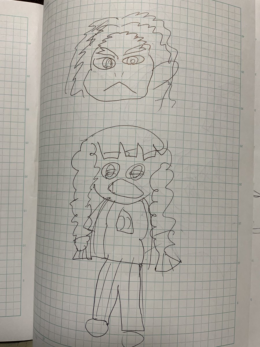 画伯の新作。
最近は鬼滅ばかり描いてメキメキ上達している。 