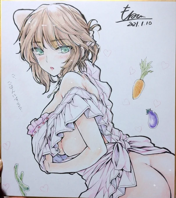 ごはん前の裸エプロン彼女(オリジナル)
の直筆色紙✏️ 