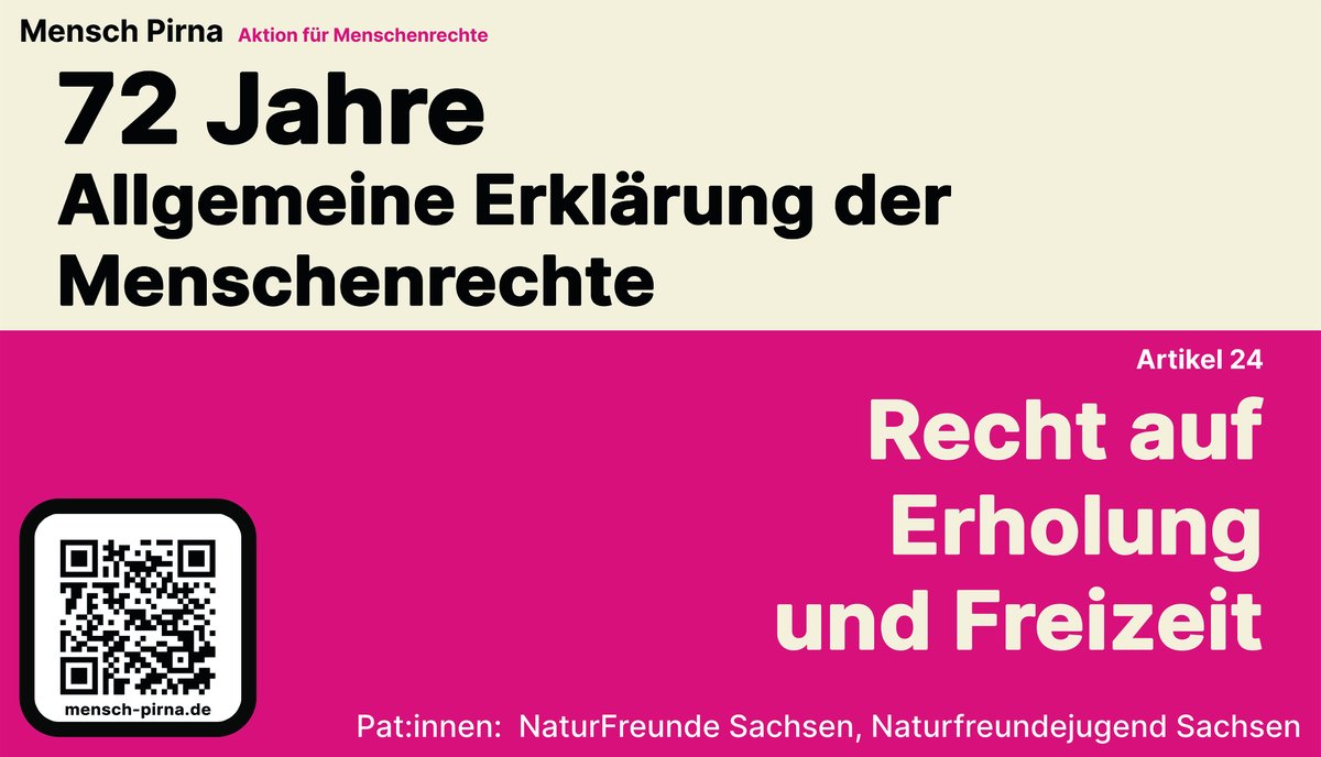 MenschPirna's tweet photo. Es ist der 24. Januar und deshalb stellen wir heute den 24. Artikel der #Menschenrechte vor. Mit der Aktion #MenschPirna wollen wir in #Pirna, #Sachsen und #Deutschland auf die UN-Resolution von 1948 aufmerksam machen.

Webseite: https://t.co/giMZbU2H1U https://t.co/o6pwbRpXbY
