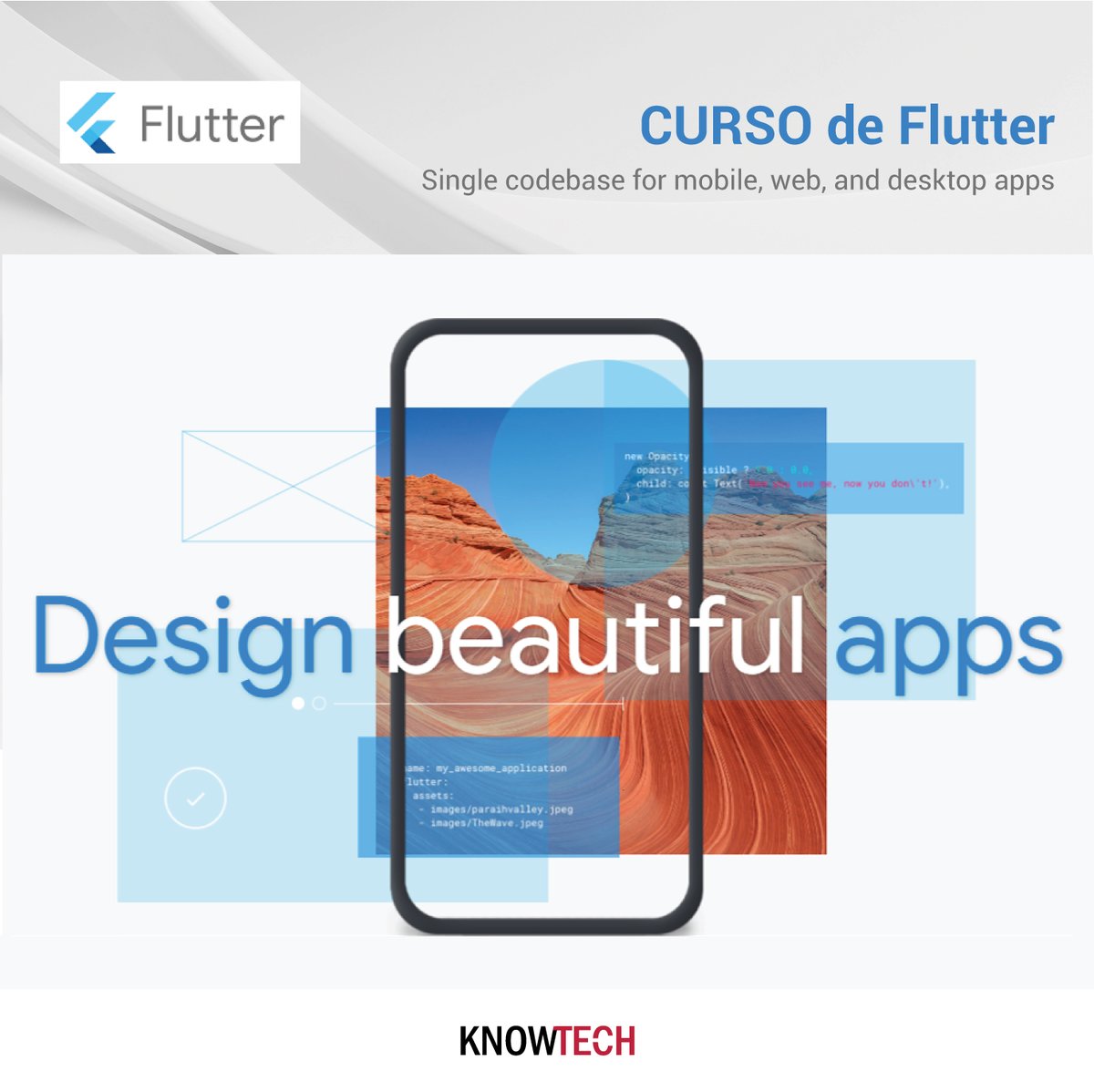 KnowtechBCN's tweet photo. Curso Flutter - Single codebase for mobile, web, and desktop apps https://t.co/zeD7fl2ba0
En este curso podrás aprender desde cero cómo desarrollar una aplicación multiplataforma usando Flutter.
El curso es 100% práctico, iremos aprendiendo según vamos construyendo una app. https://t.co/2Ft3F4vd9K