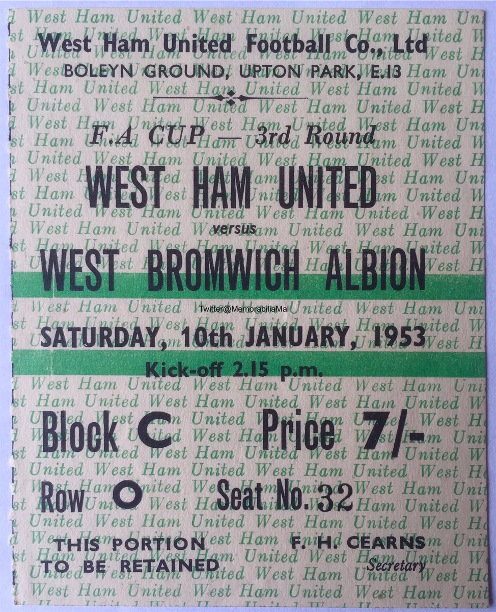 Dad’s first game OTD 10/1/53 #WHUFC v  #WBA (1-4)FA Cup 3rd Round Att.35,150The first picture shows my late Dad (John Winkles, on the left) a month short of his 15th birthday, aboard a train with his mate at Birmingham Snow Hill Station on their way to see the game  #MyFirstGame