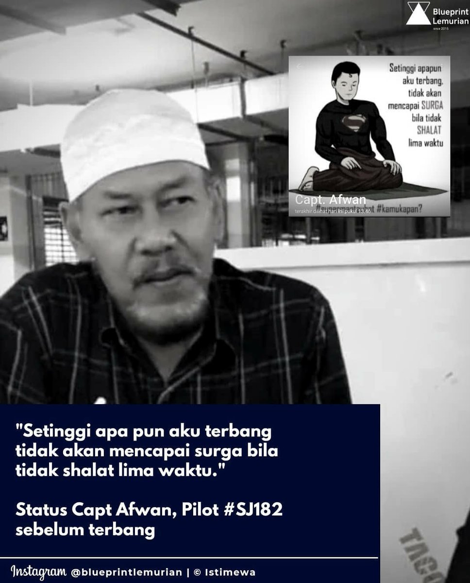 KamilahZahra313's tweet photo. Semoga allah swt menempatkan tempat yang indah disisi nya untuk Capt Afwan

Status Terakhir Capt Afwan
Selamat Jalan Capt Afwan 
#SJY182 
#PrayForSriwijayaAirSJ182 https://t.co/CDsAP8tN4Z