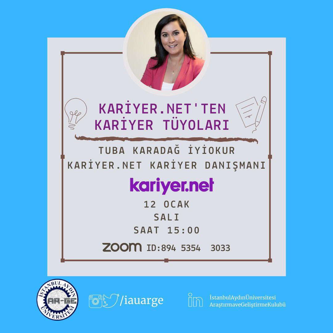 iauarge's tweet photo. https://t.co/VzA8DywTM2'ten kariyer danışmanı Tuba Karadağ İyiokur ile gerçekleştireceğimiz CV hazırlama teknikleri,mülakat sırasında dikkat edilmesi gereken konular, üniversite hayatı ve iş arama sürecinde yapılması gerekenlerden oluşan eğitimimize tüm öğrencilerimiz davetlidir. https://t.co/VgA0wrVYlD