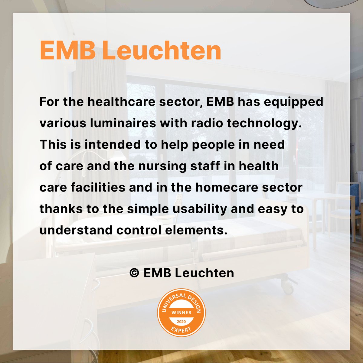 design_tb's tweet photo. EXPERT AWARD 2020: EMB LEUCHTEN

Join the Universal Design Competition 2021 via 
https://t.co/aLRgxIl8Yu 
and join our exhibition at Munich Creative Business Week 2021.  

#universaldesign #universaldesigncompetition #inclusivedesign #design #award #inclusion #mcbw https://t.co/Y06UV95W4L