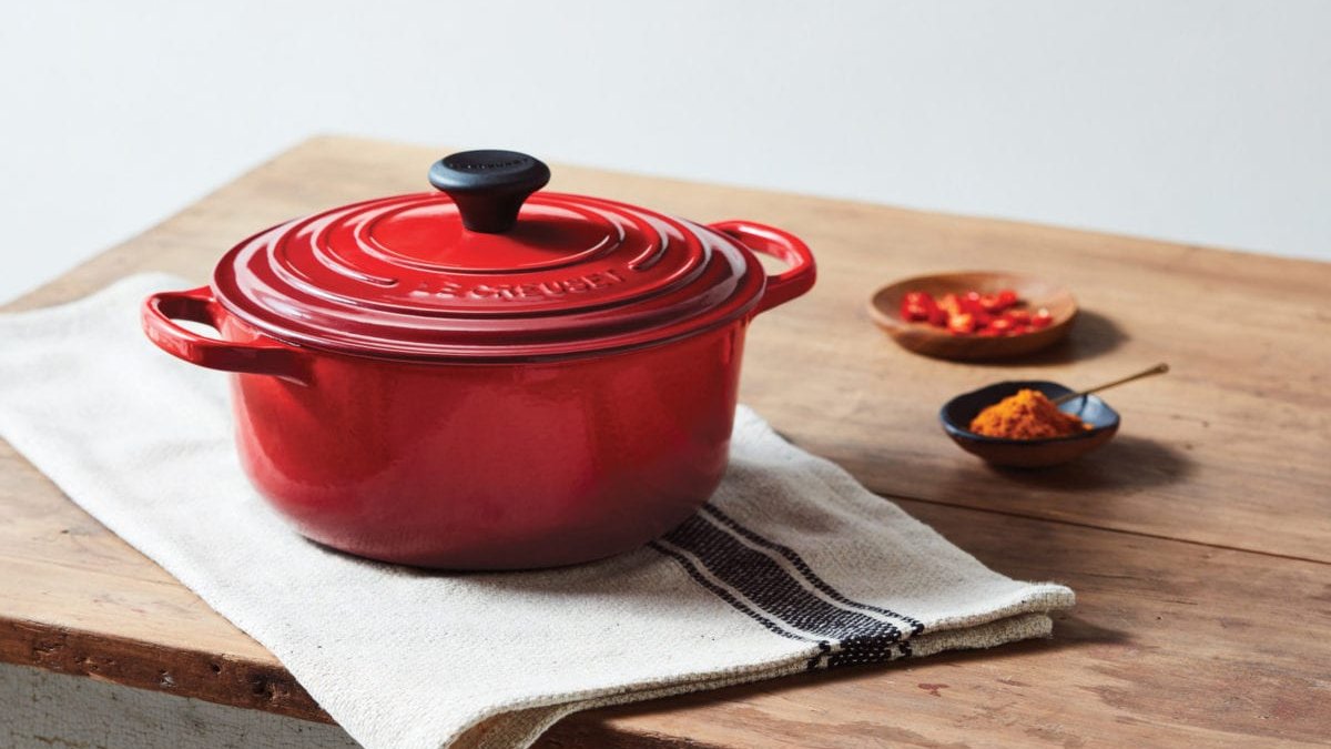2) A Dutch Oven.Ideally ceramic. Also non-stick. Braising sounds fancy, but it just means cooking tough meat in fat for a long time at low temperature. Want to impress people? Do a braise. If you don’t want to spring for other pots, you can get by with this.