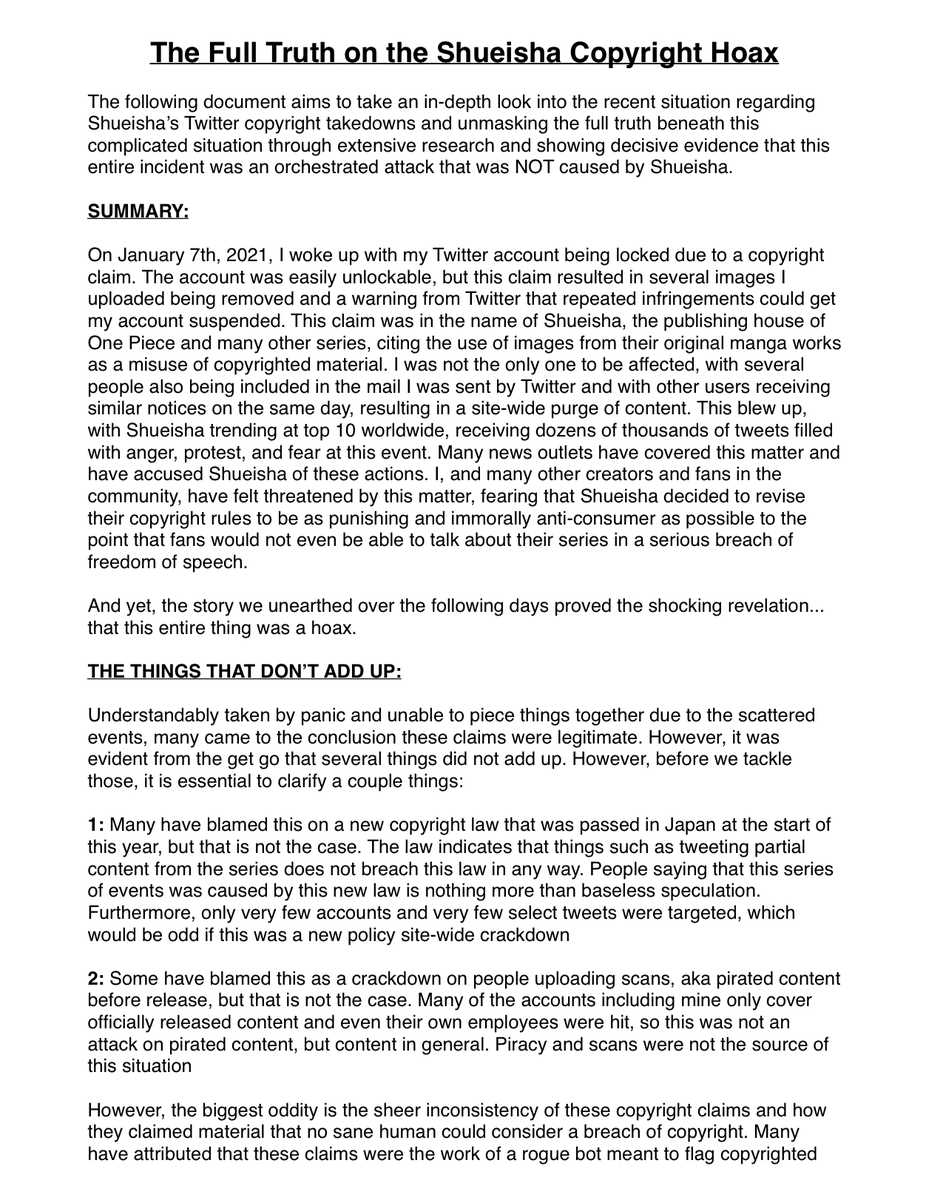 newworldartur's tweet photo. THE FULL TRUTH ON THE SHUEISHA COPYRIGHT HOAX

Spread for awareness. Read the document here-> https://t.co/GX8wcQMZxn https://t.co/9k1vyyodTw