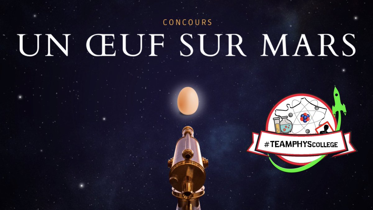 teamphyscollege's tweet photo. Dans le cadre de l’atterrissage du rover Perseverance sur Mars qui doit avoir lieu le 17/02, la @teamphyscollege organise le concours #unoeufsurmars
Le défi : faire atterrir intact un œuf cru lâché à 2,5m !
Pour en savoir + (règlement, lots, partenaires) https://t.co/hsNNsDFcDp https://t.co/XYCjTuzfU6