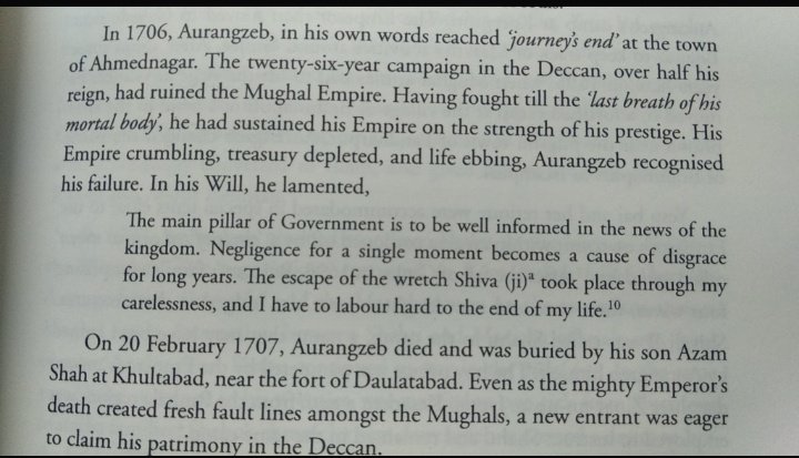 3Even after sudden death of Shivaji Mighty mughal Emperor aurangzeb(who commanded 2 lakh army) tried to suppress Marathas (20-30k)but could not supress nationalist zeal of Marathas even after 27 years war (1680-1707)He was broke man on his death bend lamented on his deathbed