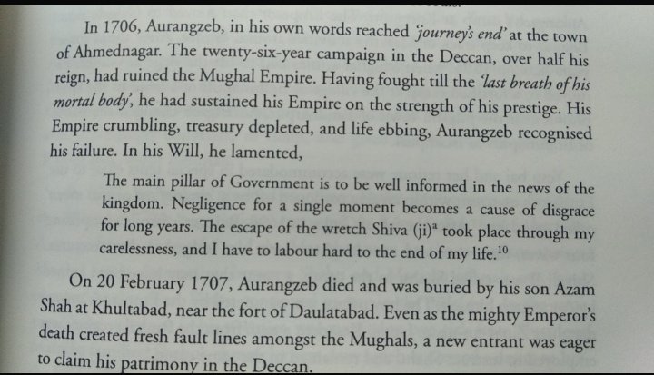 3Even after sudden death of Shivaji Mighty mughal Emperor aurangzeb(who commanded 2 lakh army) tried to suppress Marathas (20-30k)but could not supress nationalist zeal of Marathas even after 27 years war (1680-1707)He was broke man on his death bend lamented on his deathbed