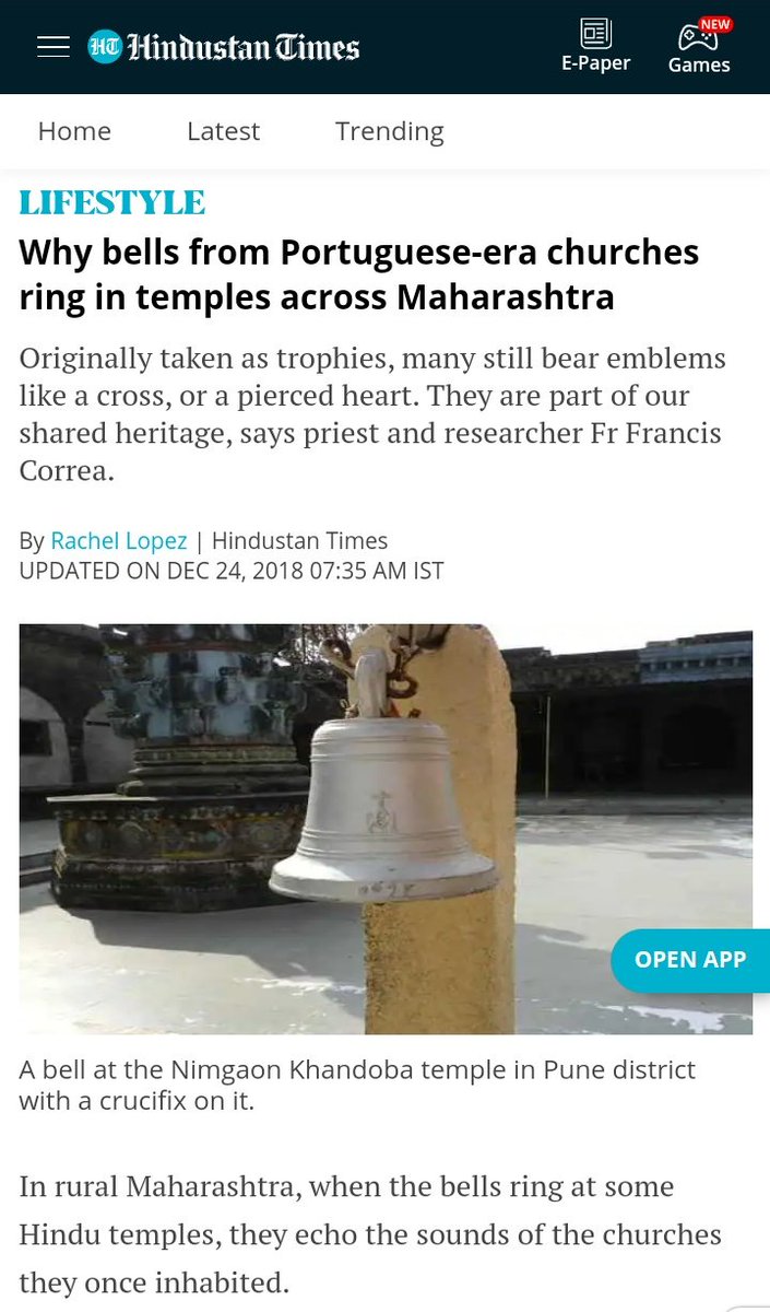 6.When Nadir Shah invaded North Bajirao could not march because large portion maratha army was busy in freeing hindus from horrible atrocities commited by Portugese and Church.Hero of victory was "Chimaji Appa"bells taken as can still be found in local temples @MycoJonathan