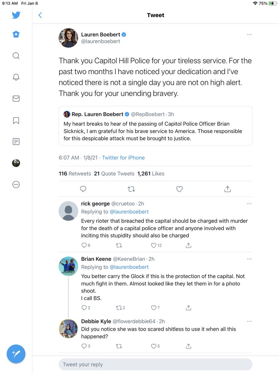 Boebert later thanked Capitol Hill police, but considering the irregularities with a small group of police seemingly aiding the coup attempt, she could have been thanking a select few for their assistance.