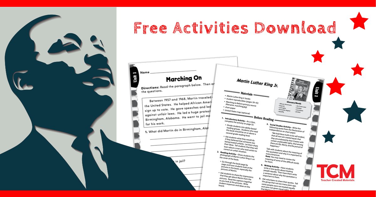 Learn about the inspirational life of Martin Luther King Jr. as he fought for equality of African Americans through nonviolence. This biography includes reading and writing activities and more. Download now: bit.ly/2XlJQVQ 

#TCMunited #LearningNeverStops #KidsActivities